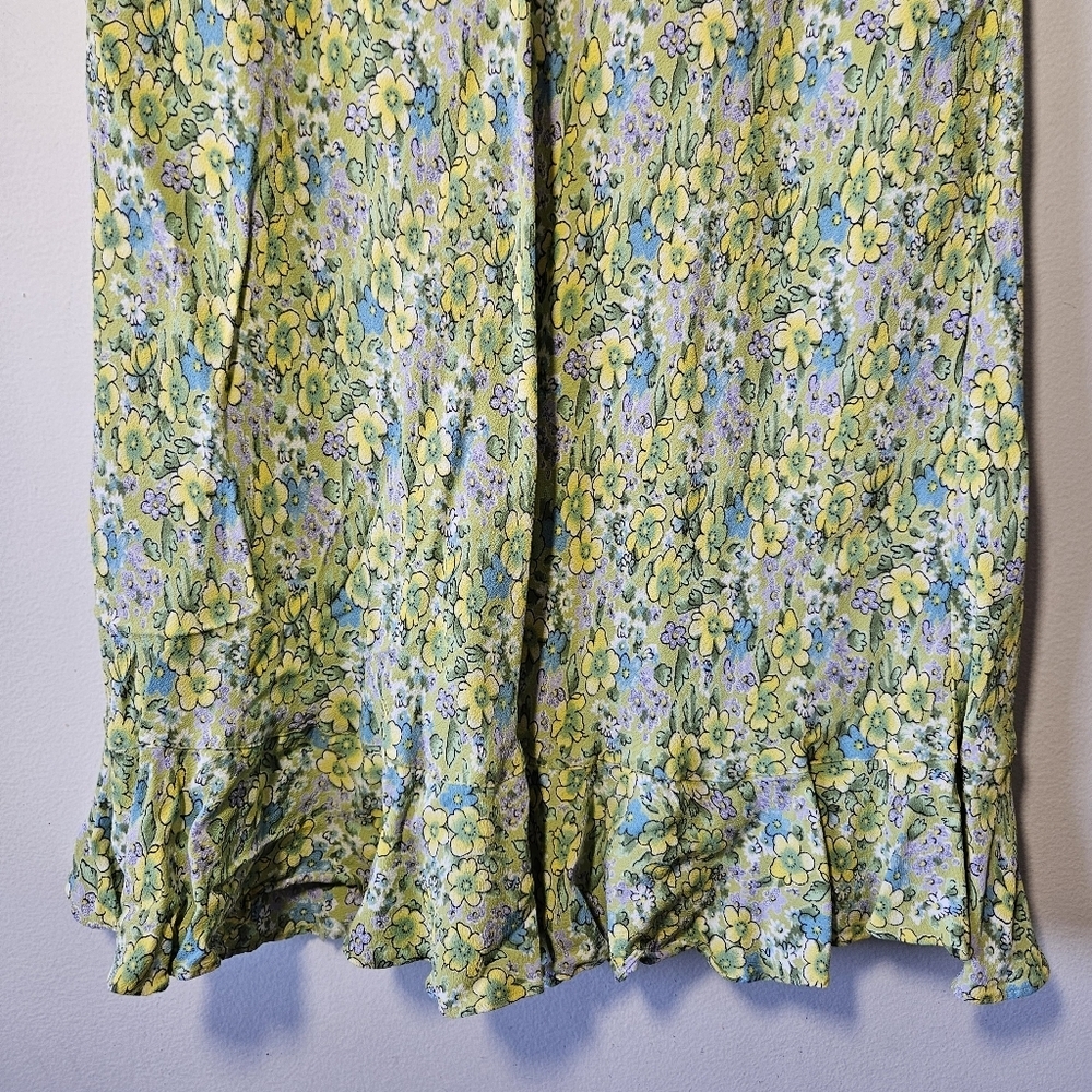 Vintage 90s Floral Ruffle Skirt Size S Karma Midi - Picture 5 of 6